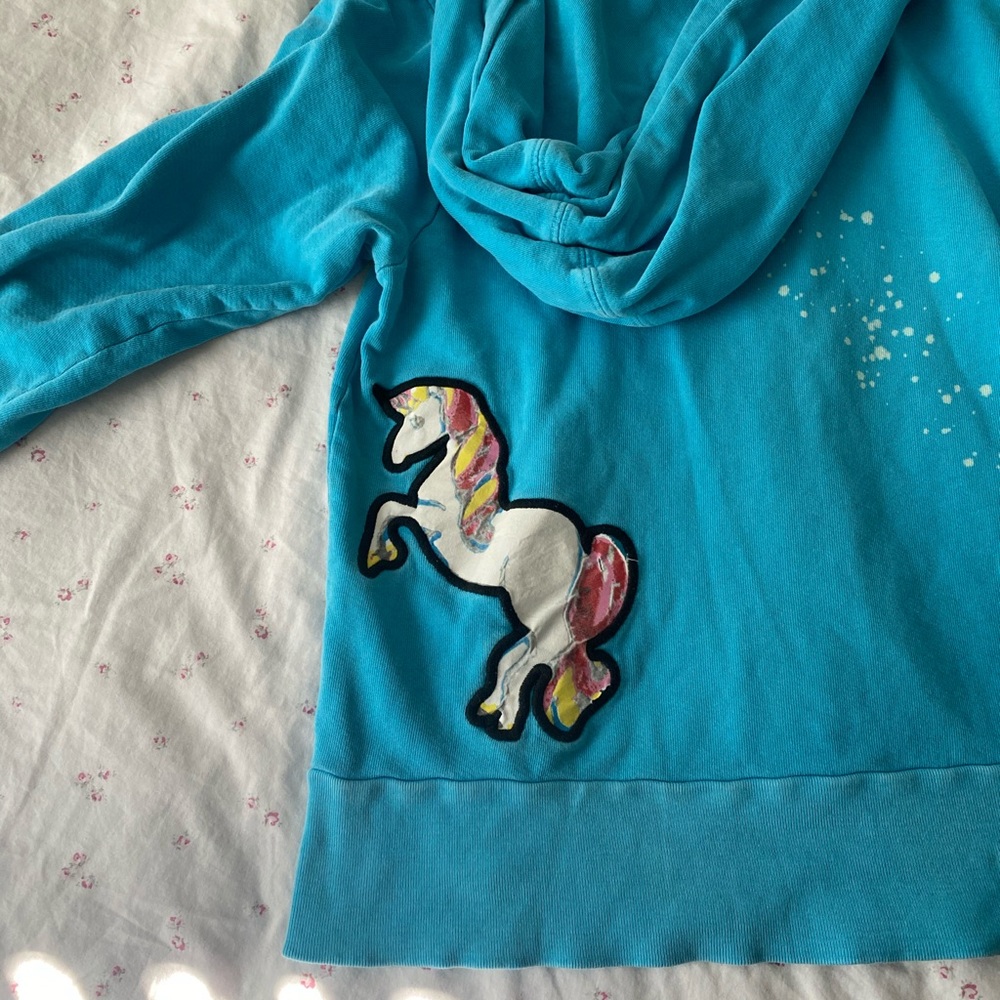Primp Splatter Unicorn Zip Hoodie Size L